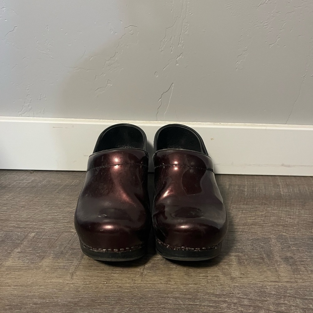 Women’s Dansko Leather Clogs in Deep Burgundy